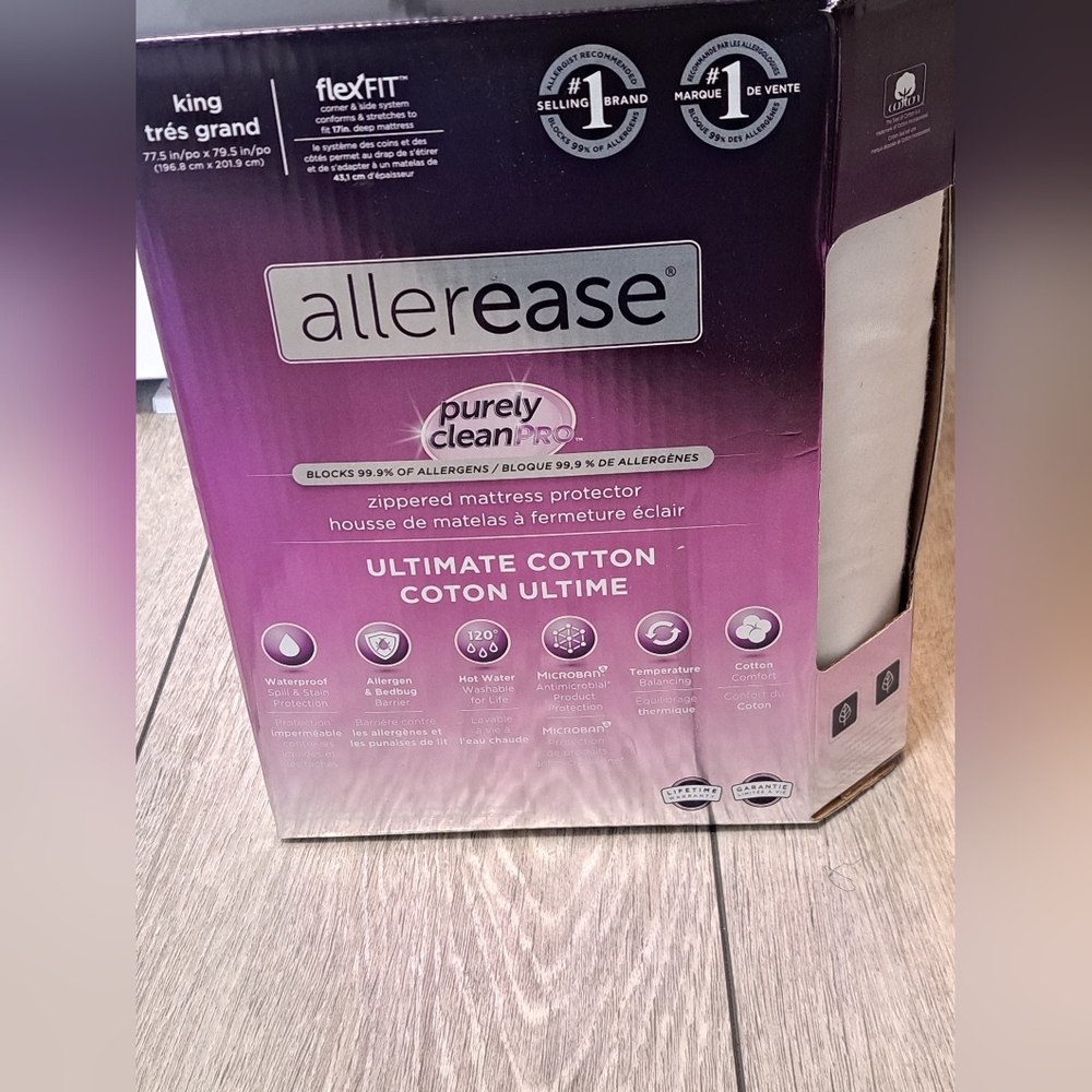 Brand New AllerEase Ultimate Cotton Zippered Mattress Protector - White